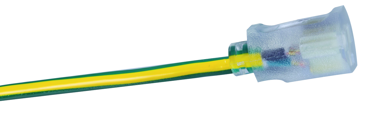 SOUTHWIRE, 12/3 SJTW 100' DARK GREEN/YELLOW OUTDOOR EXTENSION CORD WITHPOWER LIGHT INDICATOR