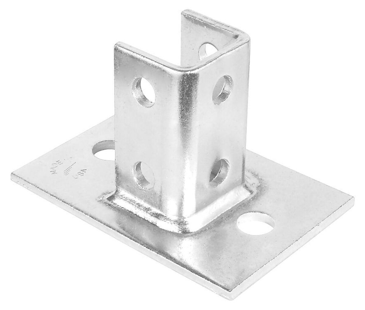 Two Hole Single Channel Post Base For 1-5/8" Strut  Steel, 5 Pack