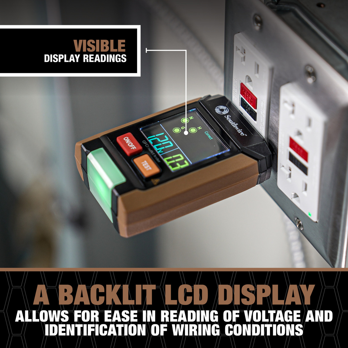 GFCI RECEPTACLE TESTER WITH LCD