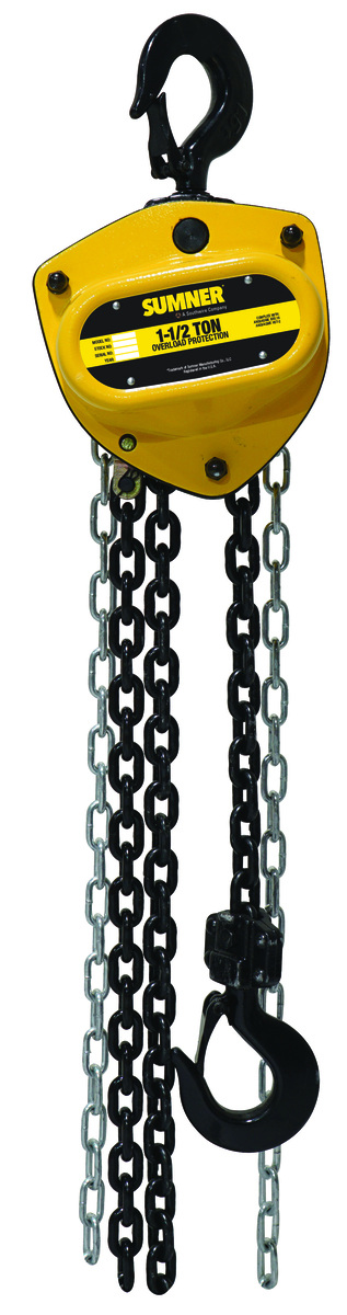 1-1/2 Ton Chain Hoist with 20 ft. Chain Fall and overload protection