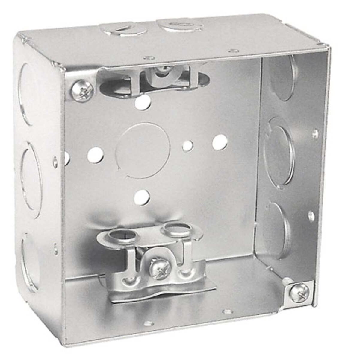 4" Square Box, 2-1/8" Deep - Welded, W/Mc/Bx Clamps | Southwire