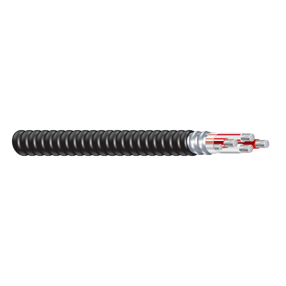 1-3 STR 3E AL XHHW-2 BLACK/BLACK-RED/BLACK-WHITE/#4 BARE GROUND AIA MC BLACK JKT 1000 FT