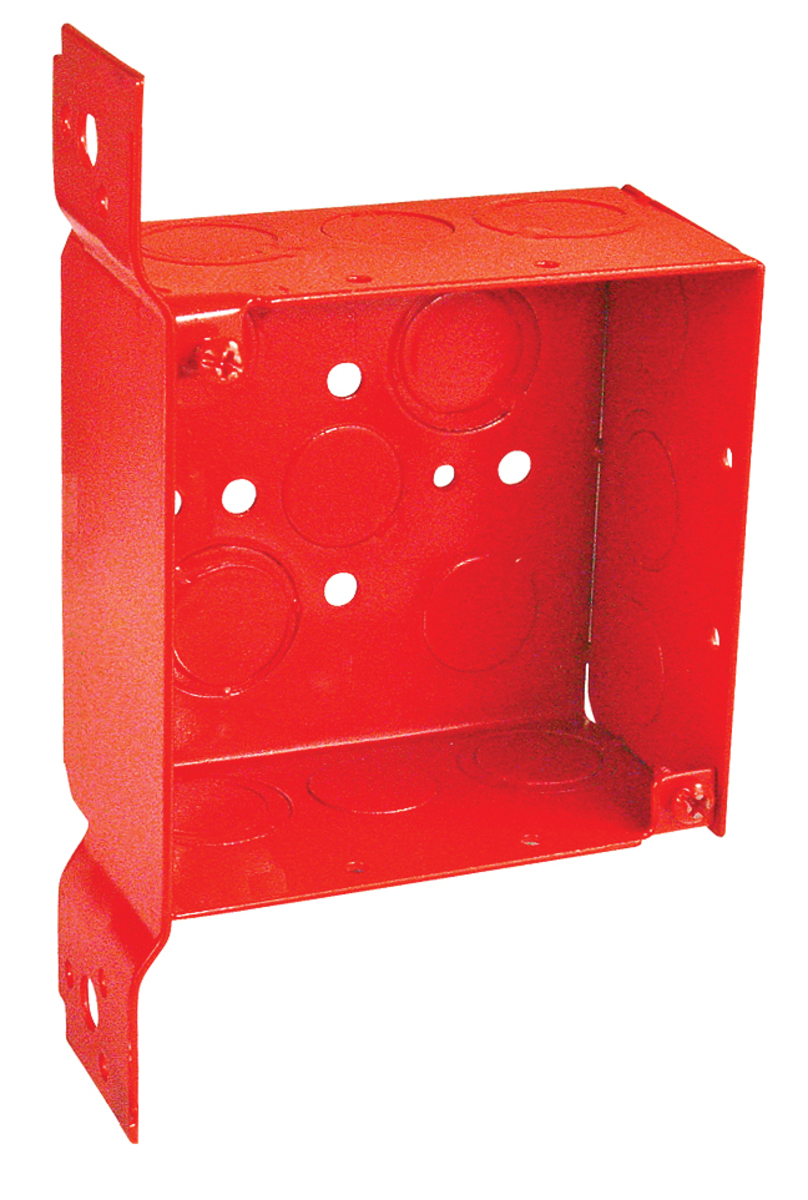 4" Square Bracketed Life Safety Box, 2-1/8" Deep - Welded, W/Conduit KO's