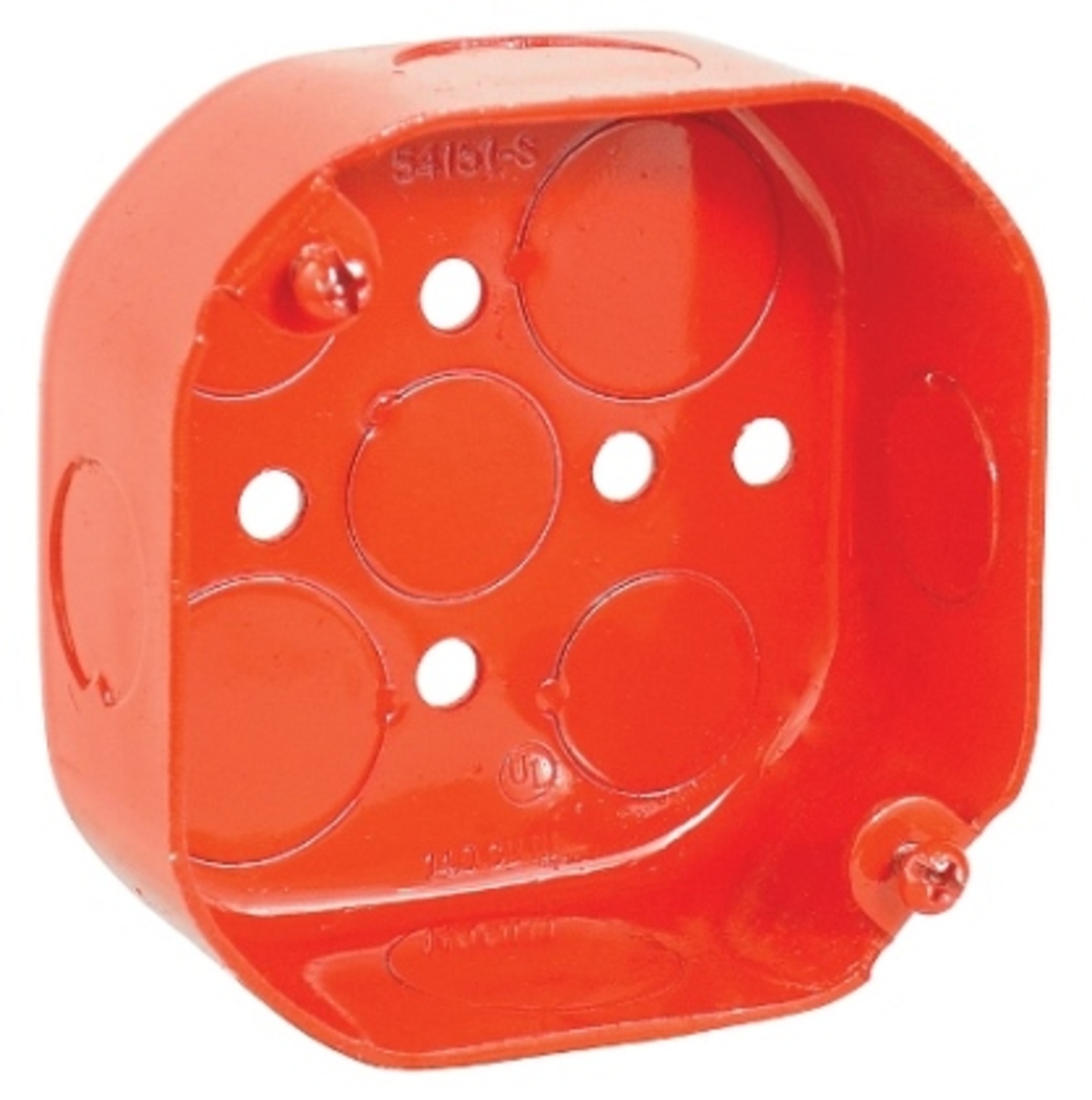 4" Octagon Life Safety Box, 1-1/2" Deep - Drawn, W/Conduit KO's And Fixture Ears 3-1/2" O.C.