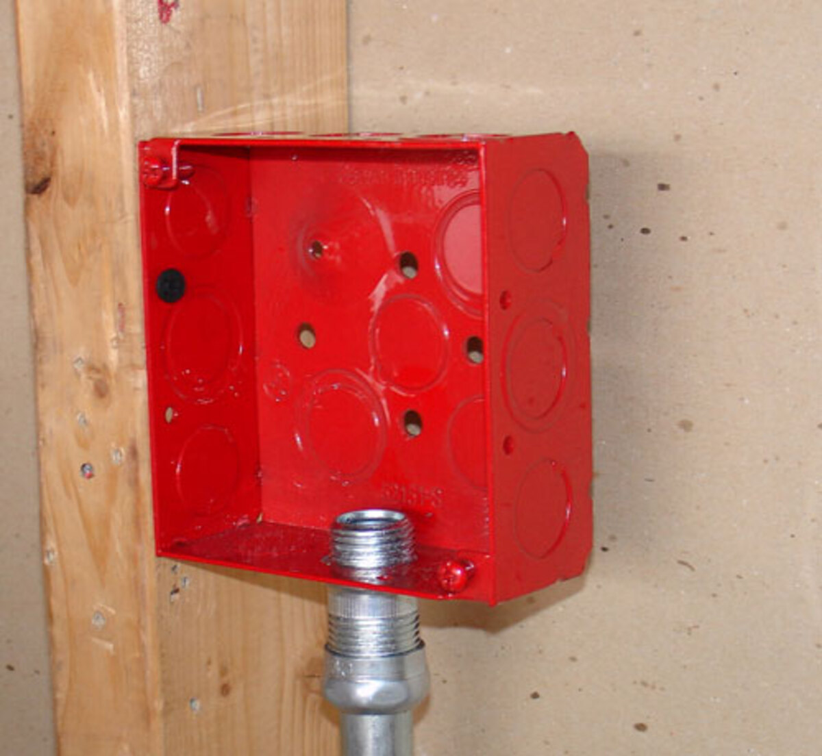 4" Square Life Safety Box, 2-1/8" Deep - Welded, W/Conduit KO's
