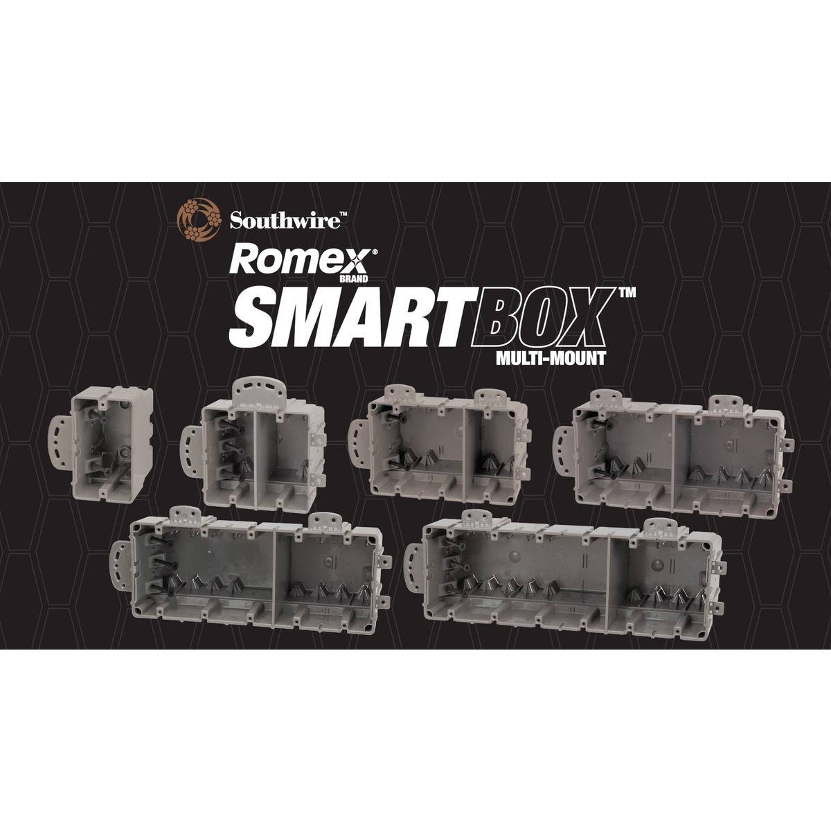 Romex® Brand SmartBox™ Multi-Mount Device Box - Five Gang Non-Metallic Multi-Mount Box - 91.5 Cu. In.