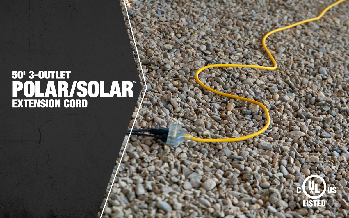 SOUTHWIRE, POLAR SOLAR 10/3 SJEOW 50' YELLOW TRITAP OUTDOOR COLD WEATHER EXTENSION CORD WITH POWER LIGHT INDICATOR
