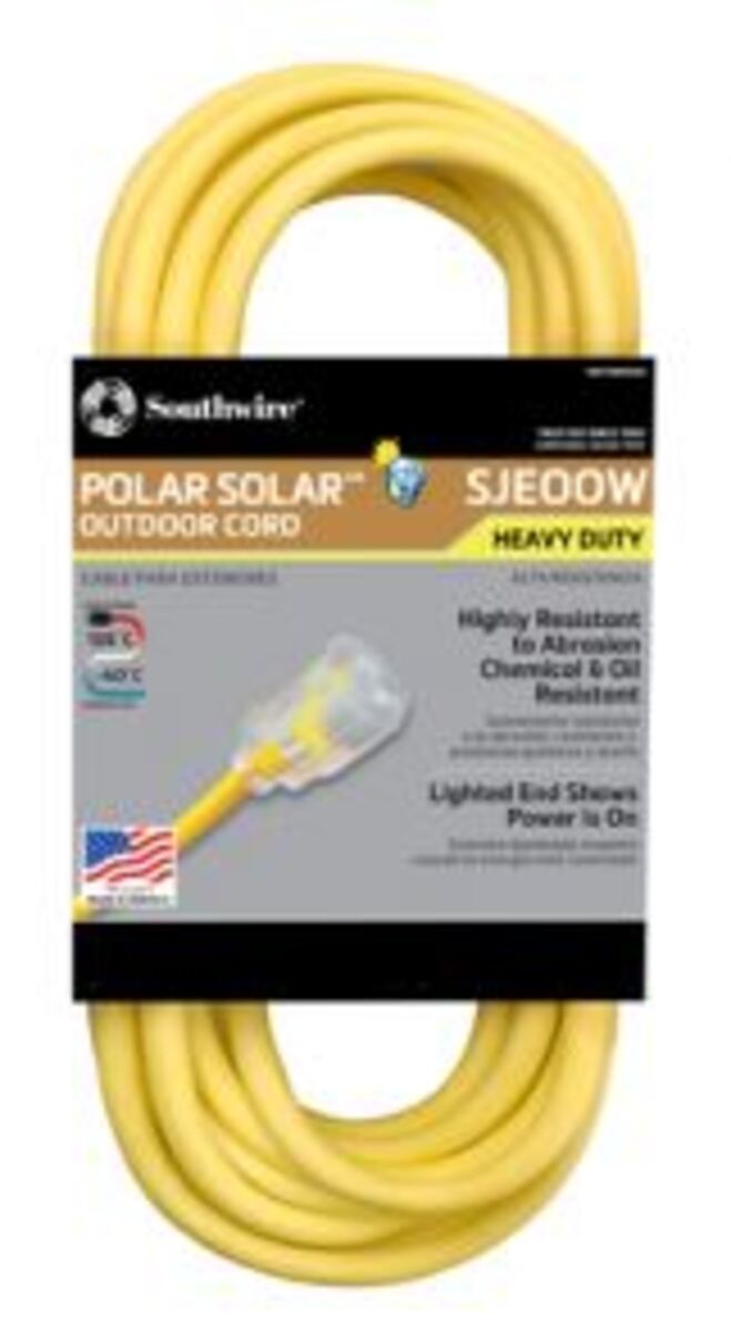 Polar/Solar 1488SW0002 14/3 Heavy-Duty 15-Amp SJEOOW Cold Weather Extension Cord, 50-Feet