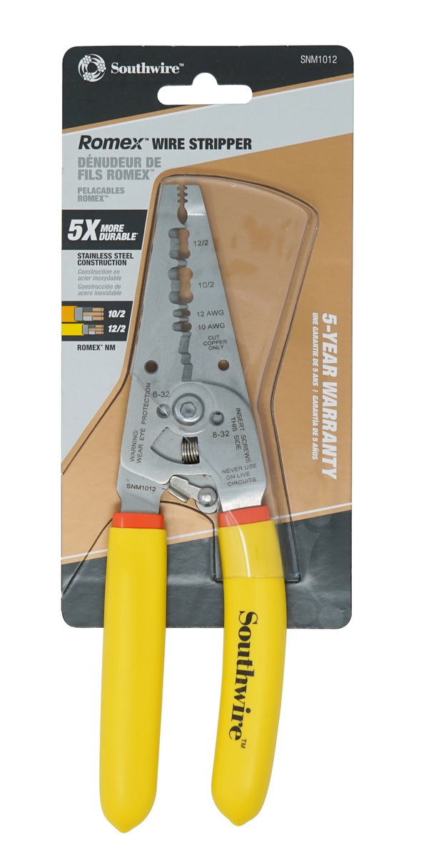 Southwire Tools & Equipment SNM1012 10-12 AWG Ergonomic Handles NM Cable Wire Stripper/Cutter 