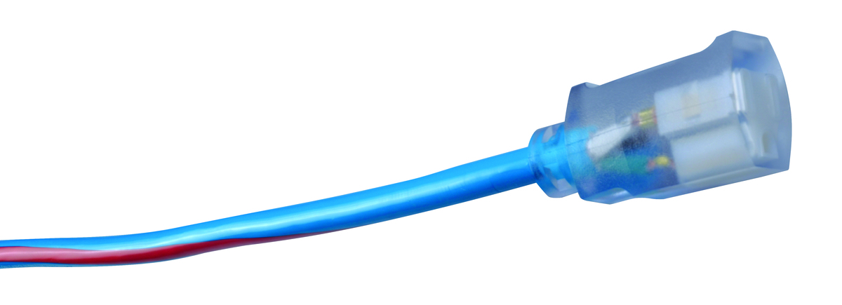 SOUTHWIRE, 12/3 SJTW 100' BLUE/RED OUTDOOR EXTENSION CORD WITH POWER LIGHT INDICATOR