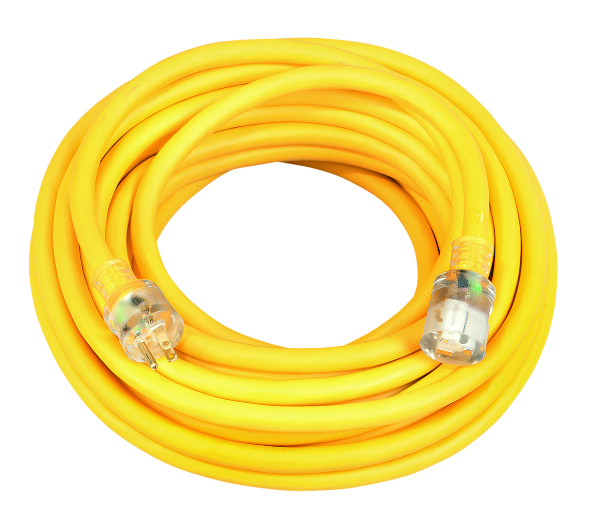 SOUTHWIRE, 10/3 SJTW 100' YELLOW OUTDOOR EXTENSION CORD WITH POWER