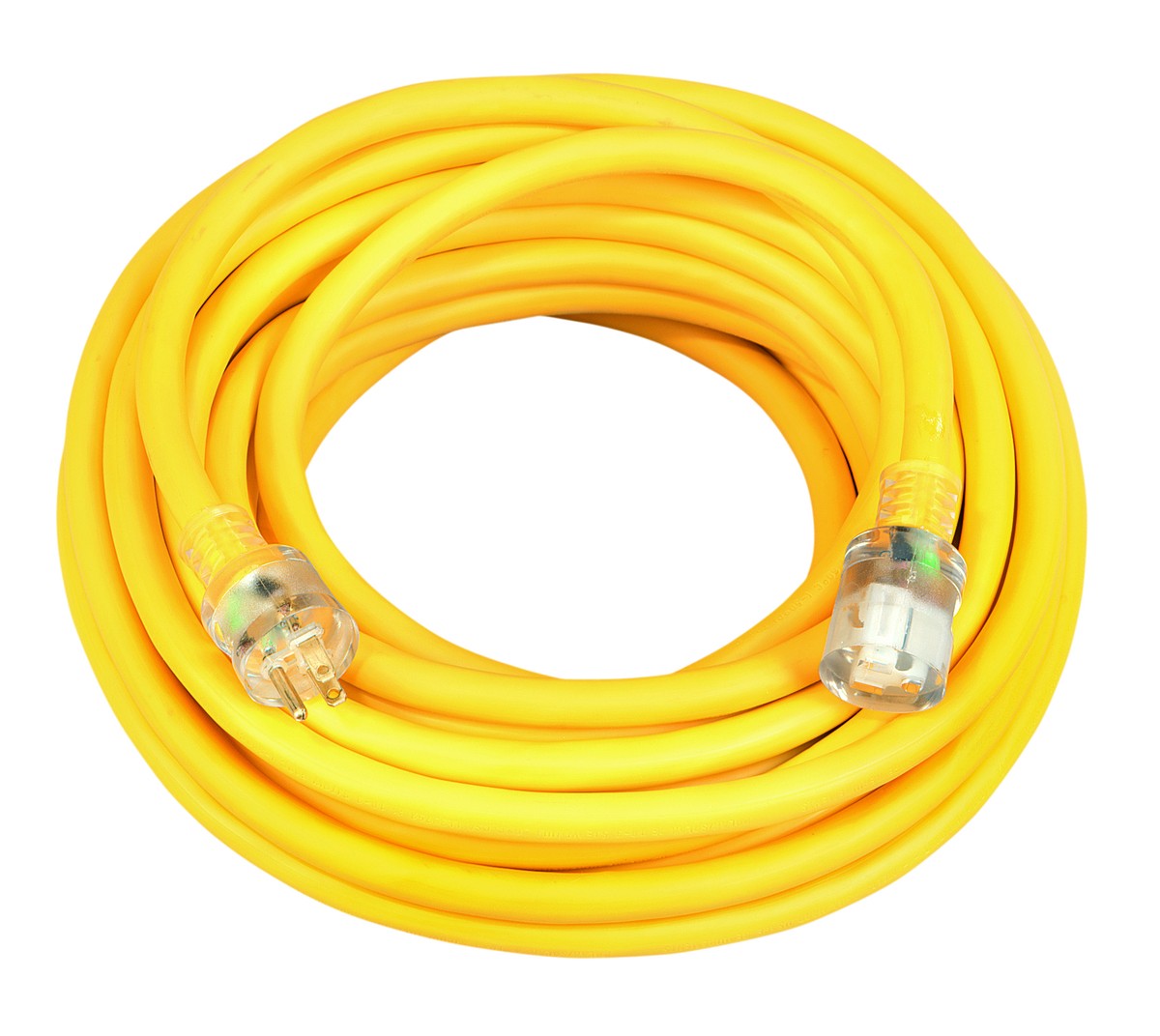 U.S. Wire 68100 100 Ft. Single Tap Extension Cord w/ Lighted Ends, 10/3 Ga.  SJWT-A, 300V, Yellow