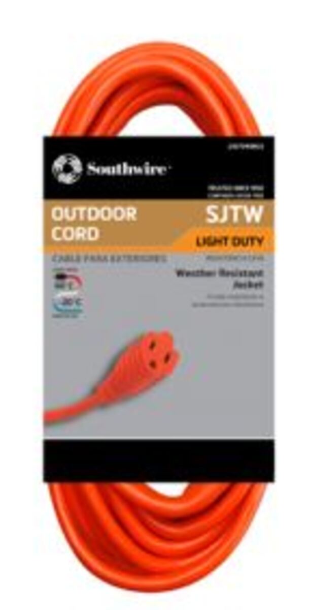 SOUTHWIRE, 16/3 SJTW 100' ORANGE STANDARD OUTDOOR EXTENSION CORD