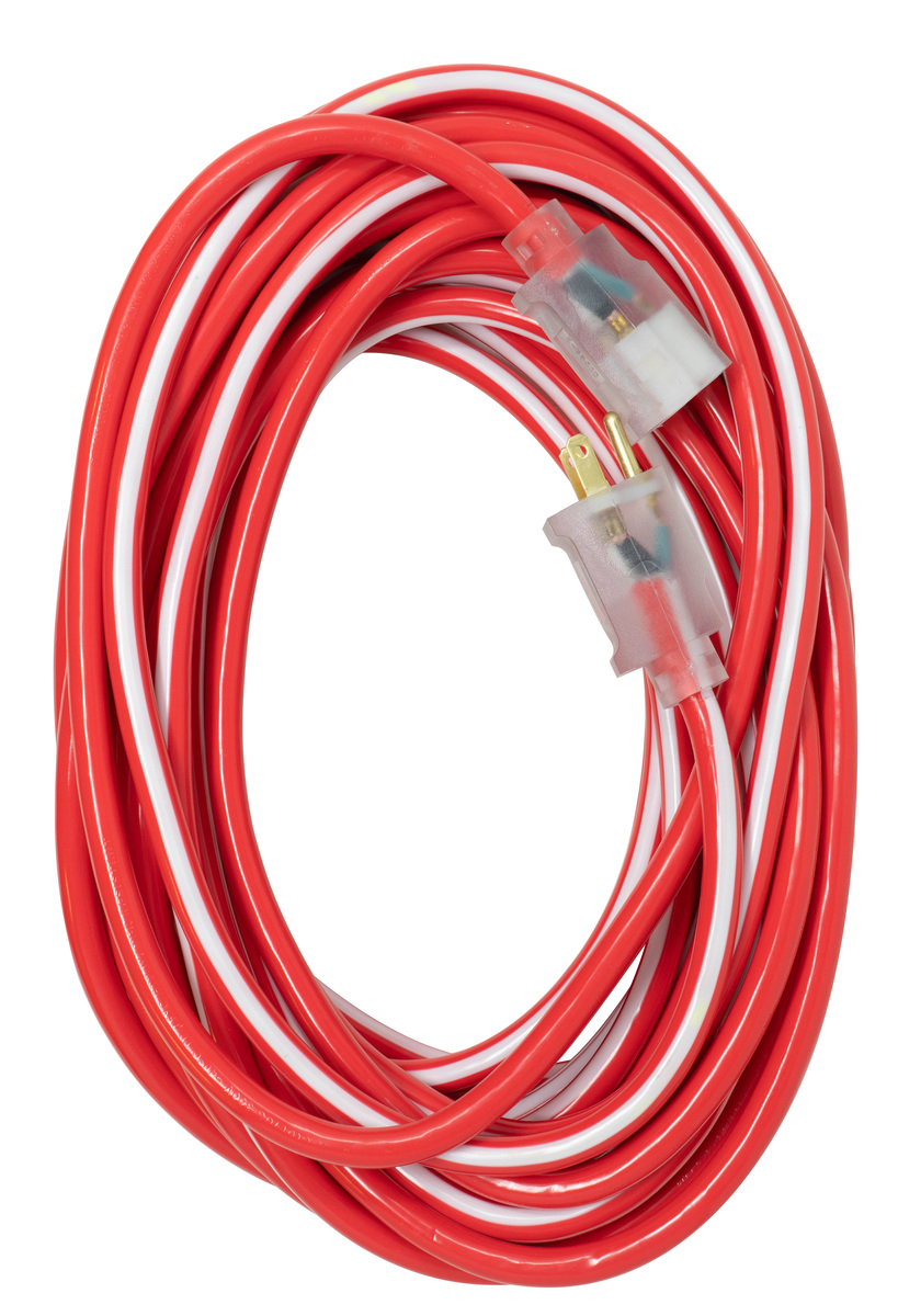 SOUTHWIRE, 12/3 SJTW 50' RED/WHITE OUTDOOR EXTENSION CORD WITH