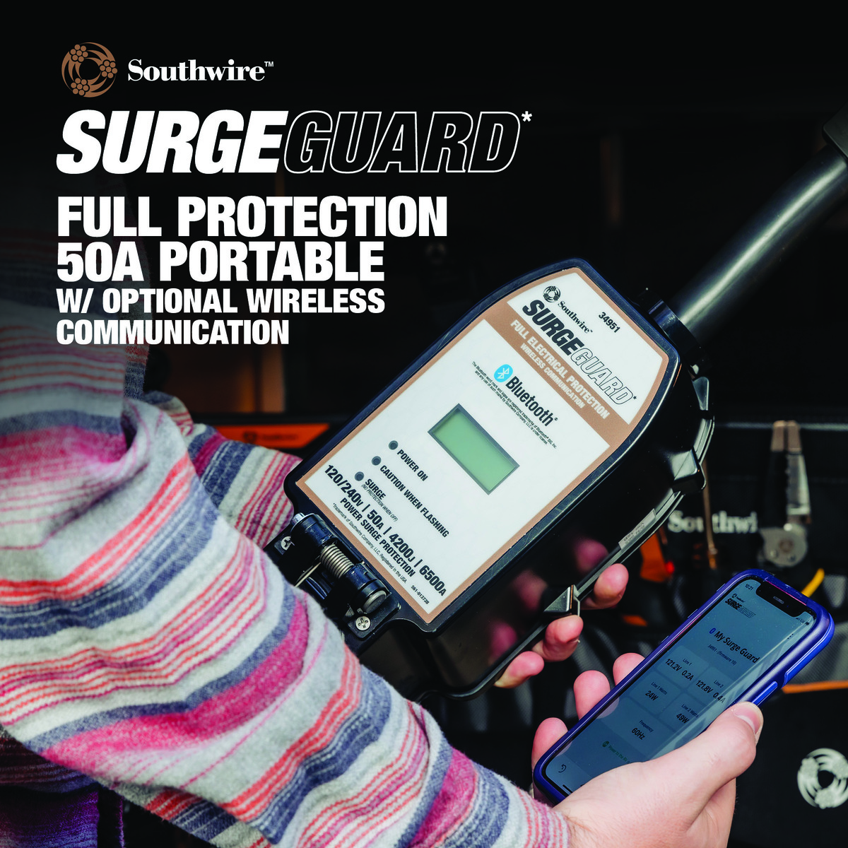 PROTECTOR DE SOBRETENSIÓN PORTÁTIL 50A, INALÁMBRICO