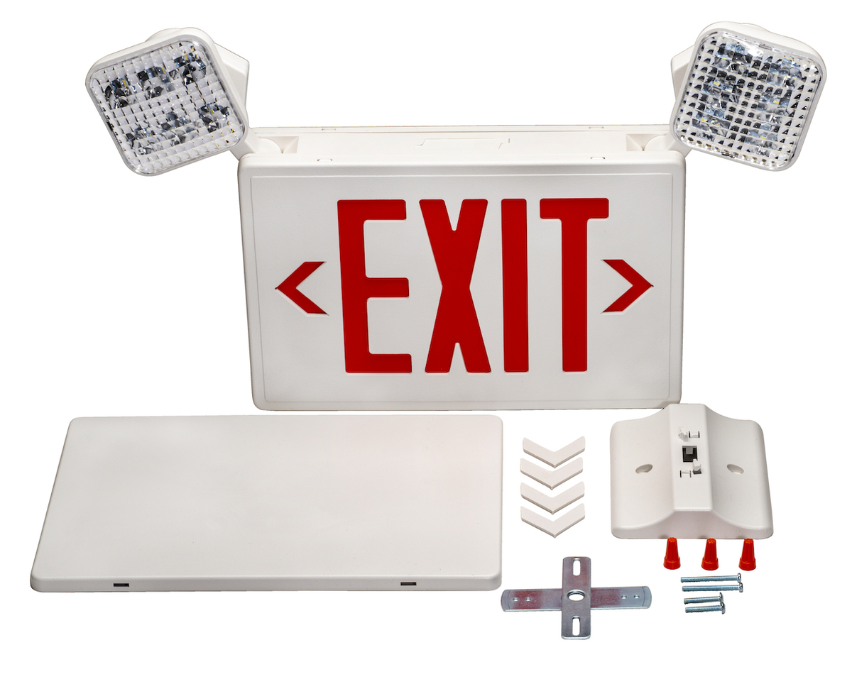4PK LED RED EXIT & EMERGENCY COMBO