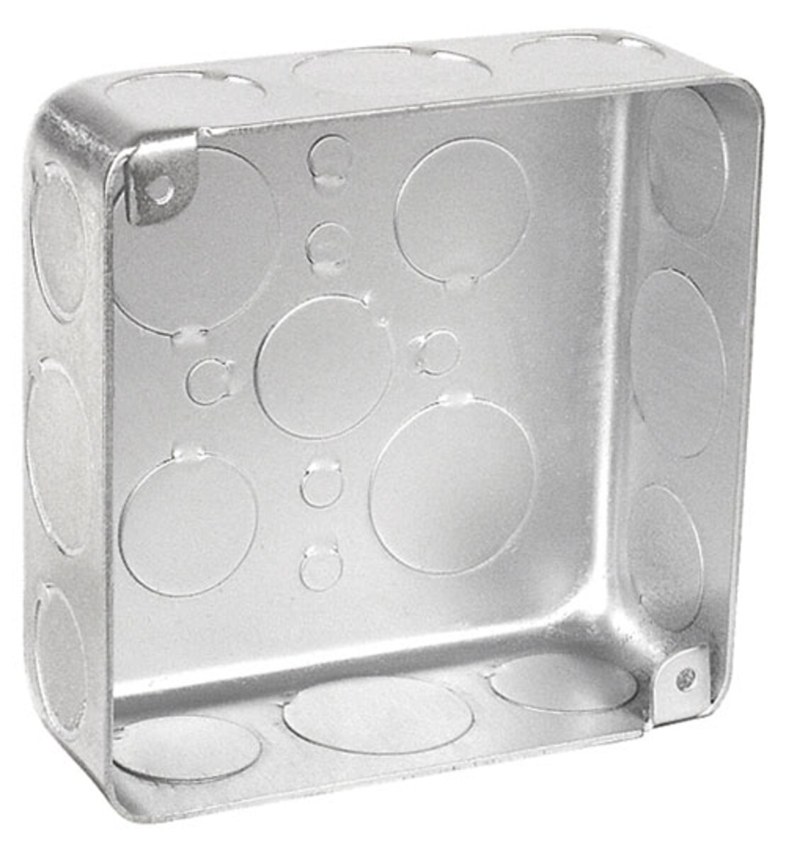 4" Square Plenum Box, 1-1/2" Deep - Drawn, W/Conduit KO's - Stainless Steel