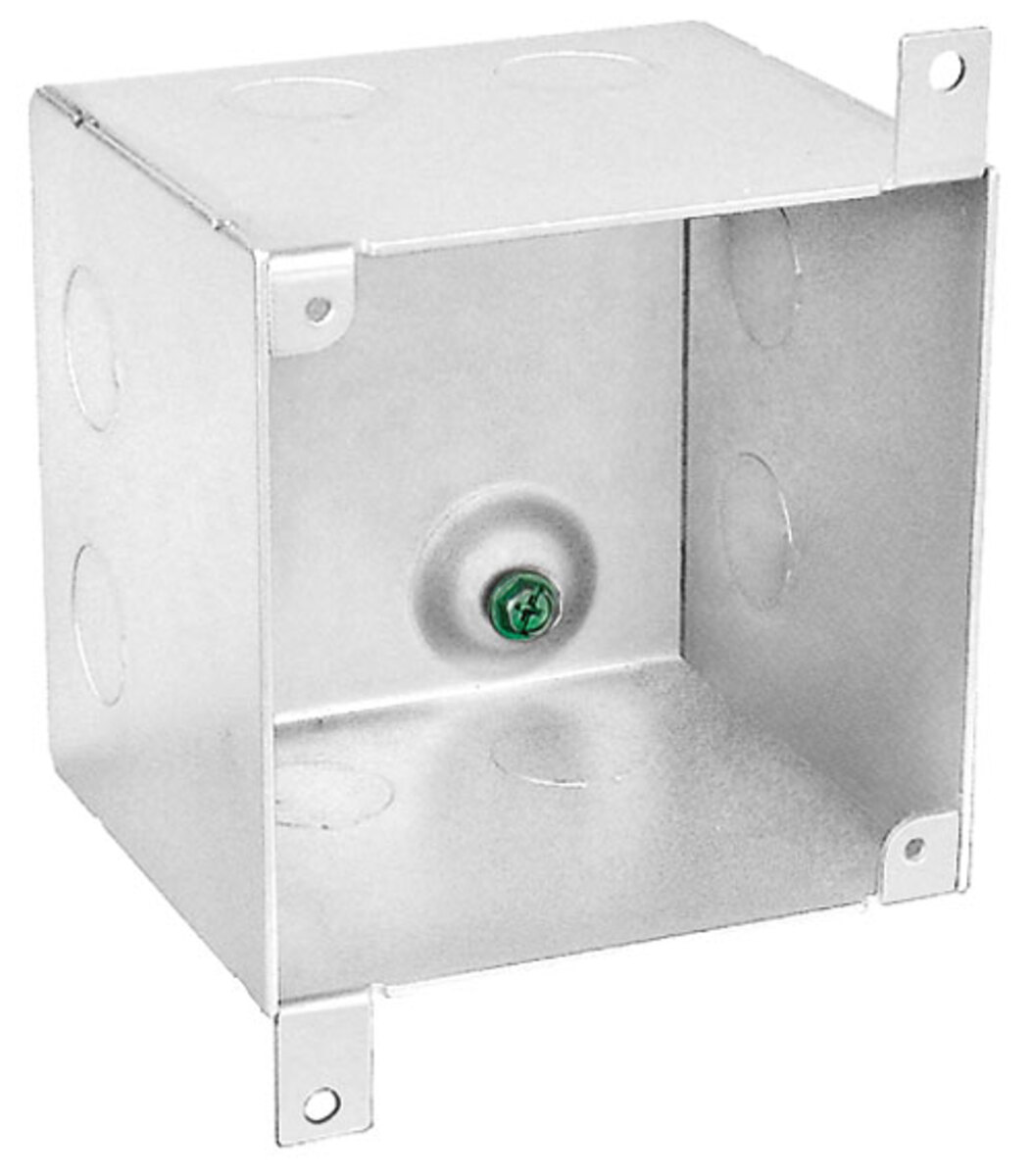 4" Square Concrete Slab Box, 3-1/2" Deep - Welded, W/Conduit KO's