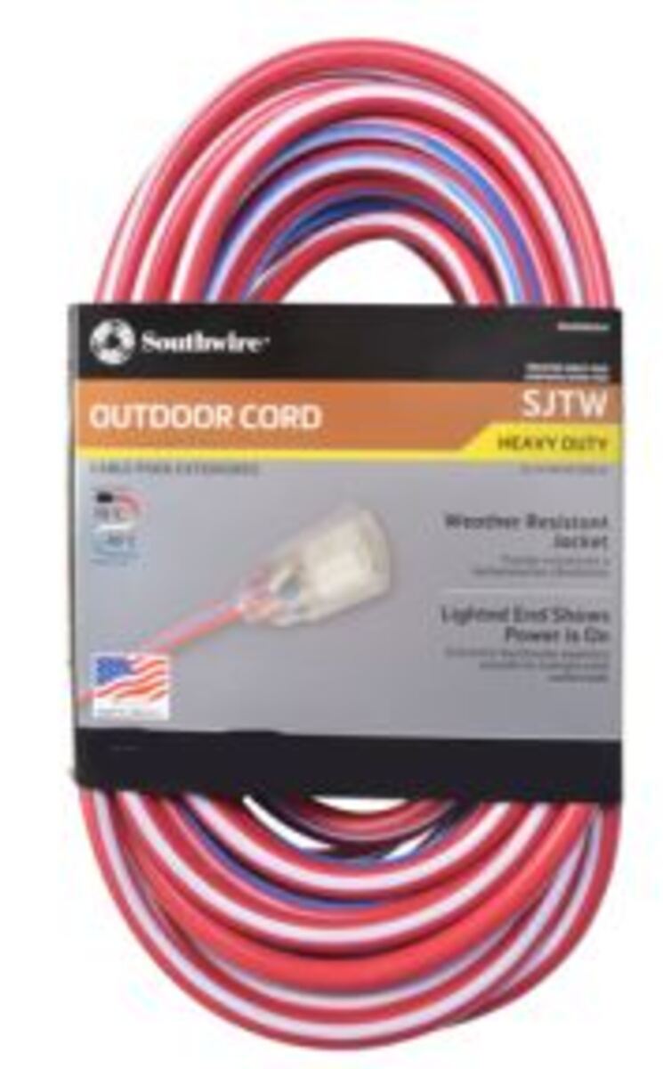 Southwire 2548SWUSA1 50-Foot Contractor Grade 12/3 with Lighted End American Made SJTW Extension Cord
